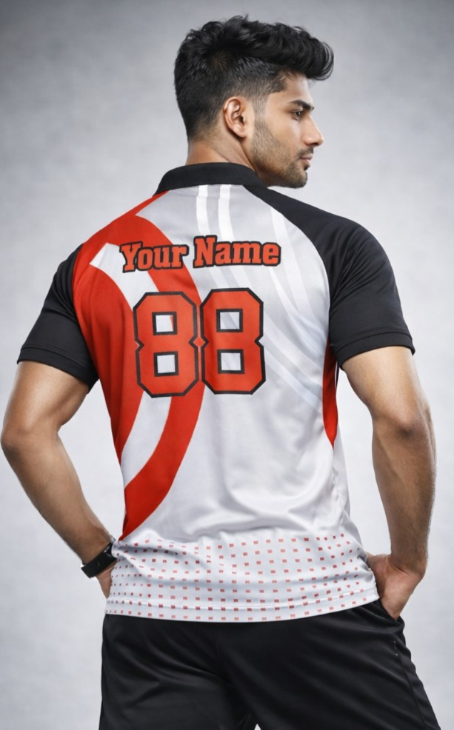 Red - White Sports Jersey | Customizable Cricket Jersey