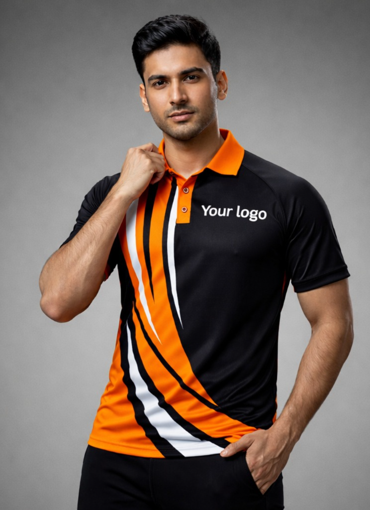 Black - Orange Sports Jersey | Customizable Cricket Jersey
