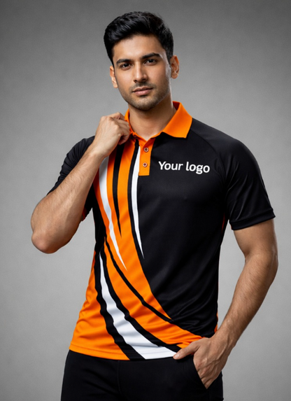 Black - Orange Sports Jersey | Customizable Cricket Jersey