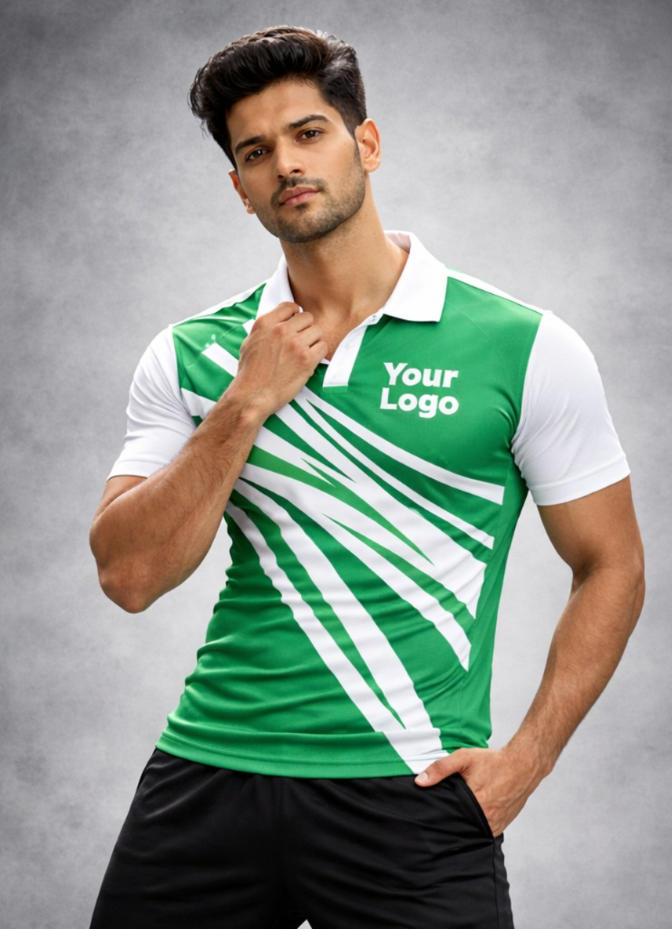 White - Green Sports Jersey | Customizable Cricket Jersey