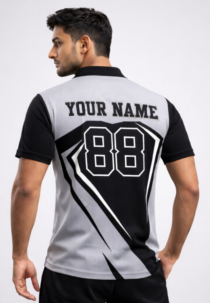Grey - Black Sports Jersey | Customizable Cricket Jersey