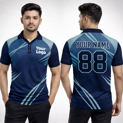 Navy Blue Sports Jersey | Customizable Cricket Jersey