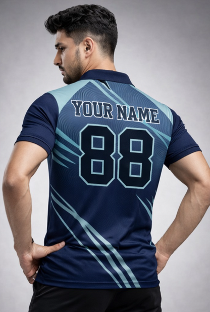 Navy Blue Sports Jersey | Customizable Cricket Jersey