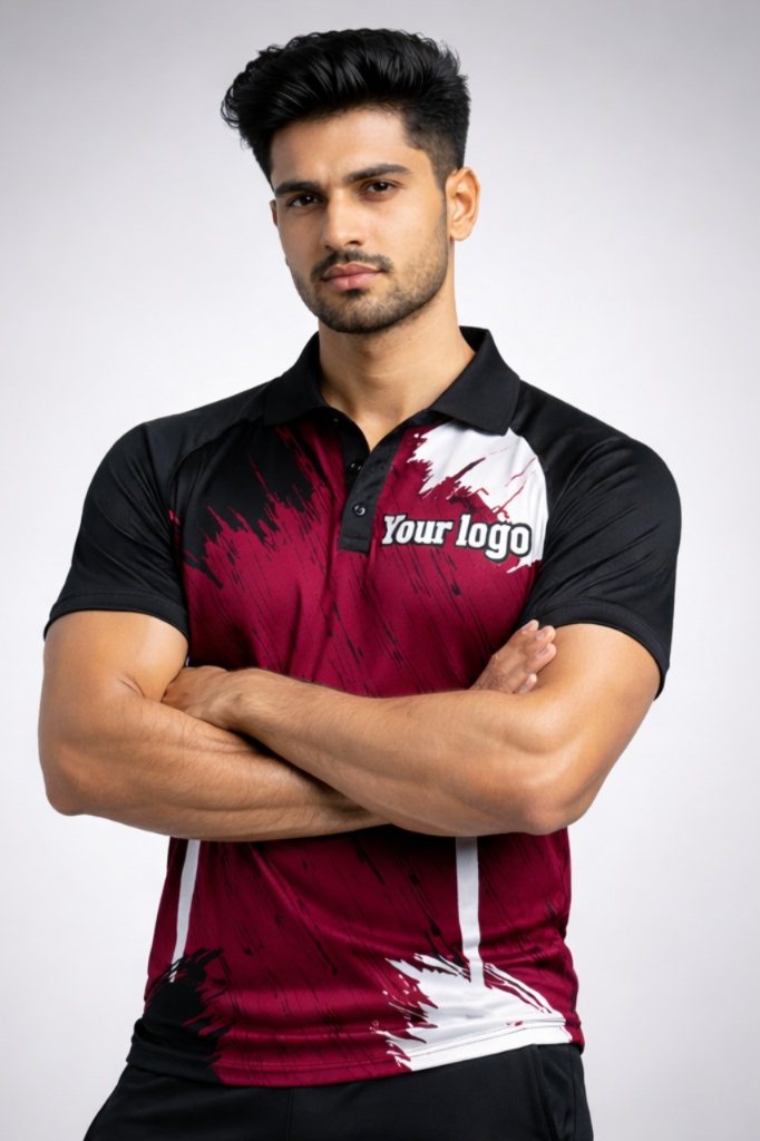 Maroon - Black Sports Jersey | Customizable Cricket Jersey