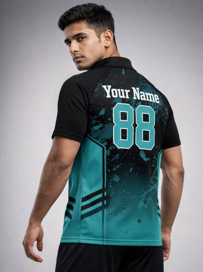 Blue - Black Sports Jersey | Customizable Cricket Jersey