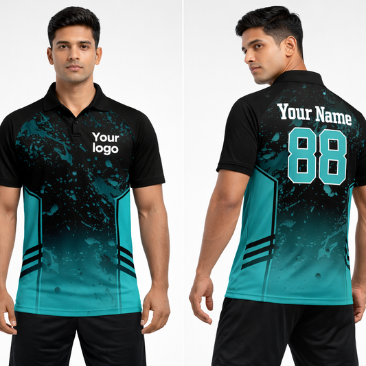 Blue - Black Sports Jersey | Customizable Cricket Jersey