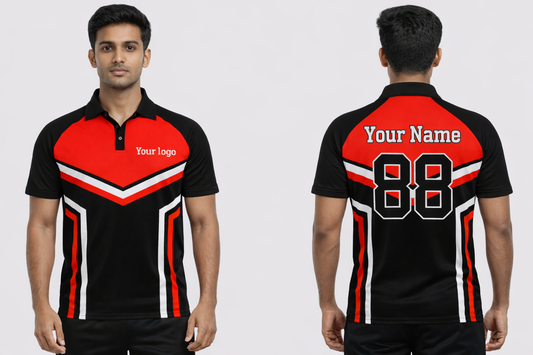 Red - Black Sports Jersey | Customizable Cricket Jersey