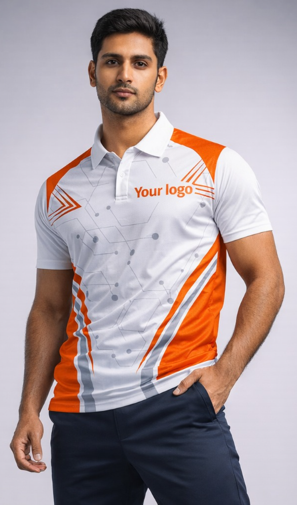 Orange - White Sports Jersey | Customizable Cricket Jersey
