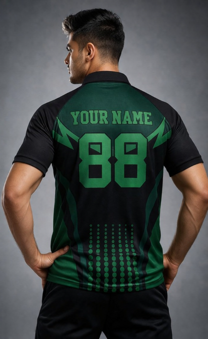 Black - Green Sports Jersey | Customizable Cricket Jersey
