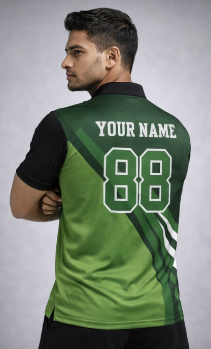 Green - Black Sports Jersey | Customizable Cricket Jersey