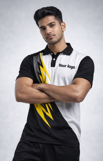 Black - White Sports Jersey | Customizable Cricket Jersey