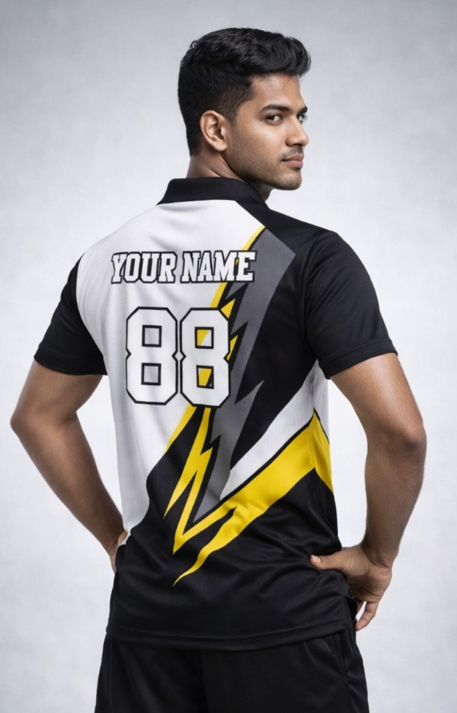 Black - White Sports Jersey | Customizable Cricket Jersey