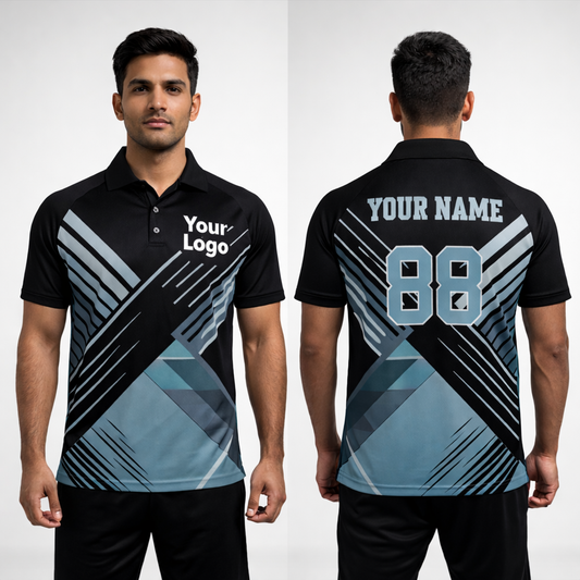 Grey - Black Sports Jersey | Customizable Cricket Jersey