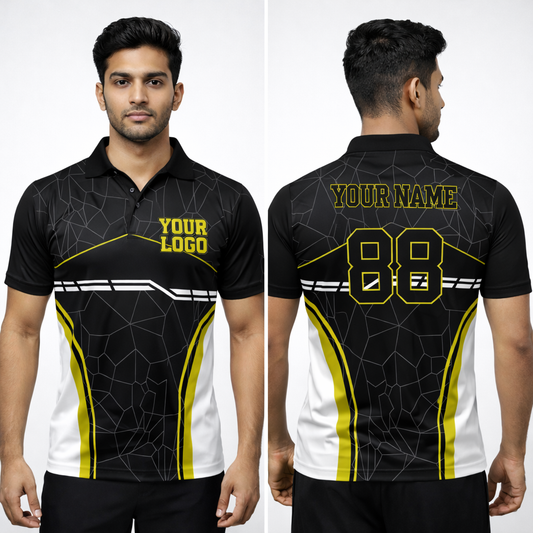 White - Black  Sports Jersey | Customizable Cricket Jersey