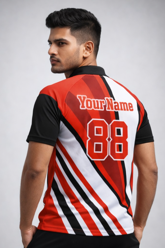 Red - White Sports Jersey | Customizable Cricket Jersey