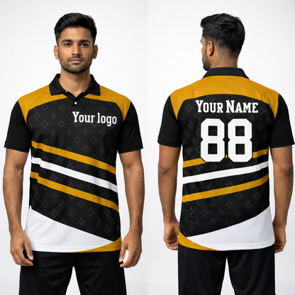 Yellow - Black Sports Jersey | Customizable Cricket Jersey