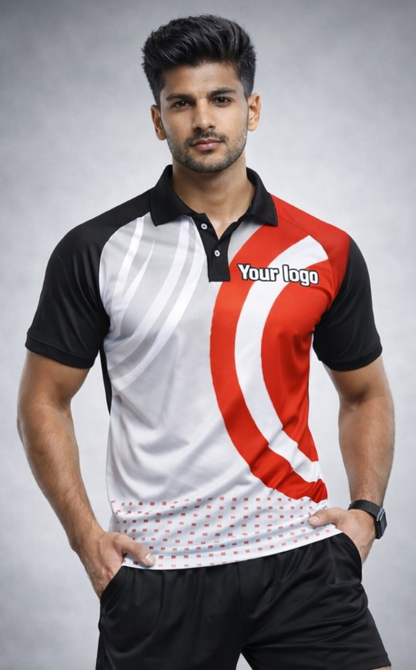 Red - White Sports Jersey | Customizable Cricket Jersey