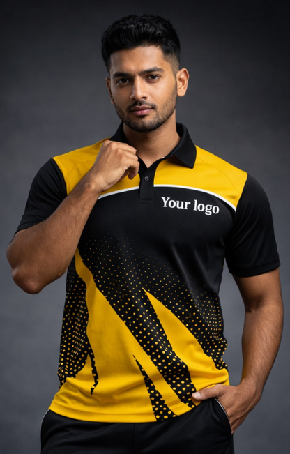 Yellow - Black Sports Jersey | Customizable Cricket Jersey
