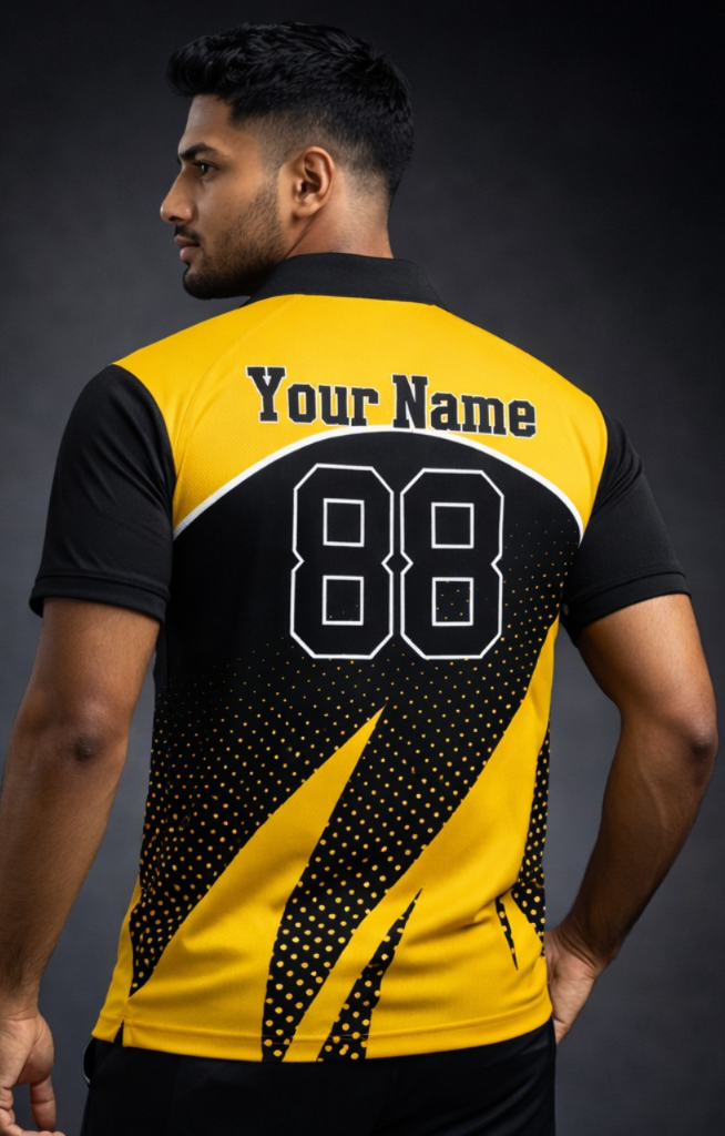 Yellow - Black Sports Jersey | Customizable Cricket Jersey