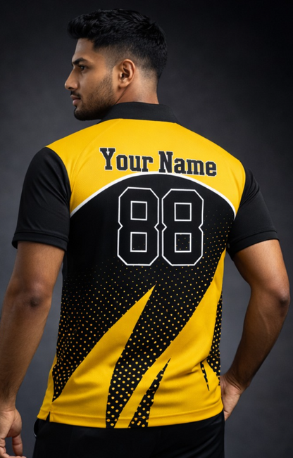 Yellow - Black Sports Jersey | Customizable Cricket Jersey