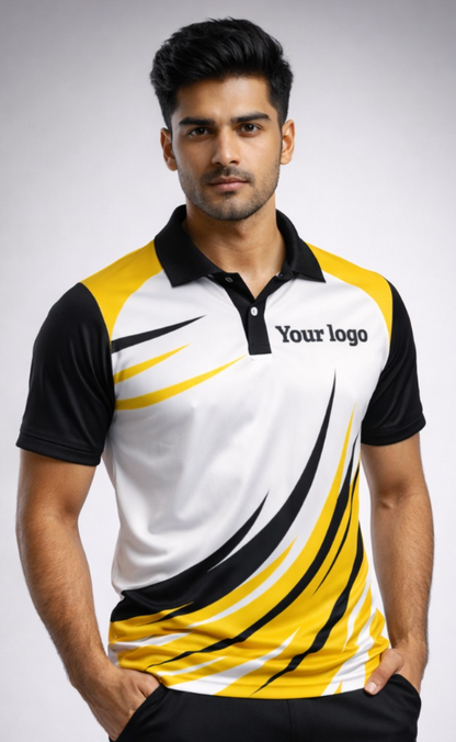 Yellow - White Sports Jersey | Customizable Cricket Jersey