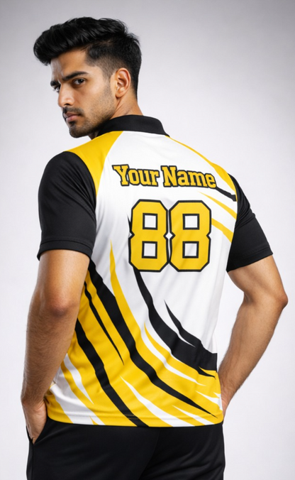 Yellow - White Sports Jersey | Customizable Cricket Jersey