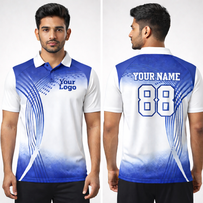 Blue - White Sports Jersey | Customizable Cricket Jersey