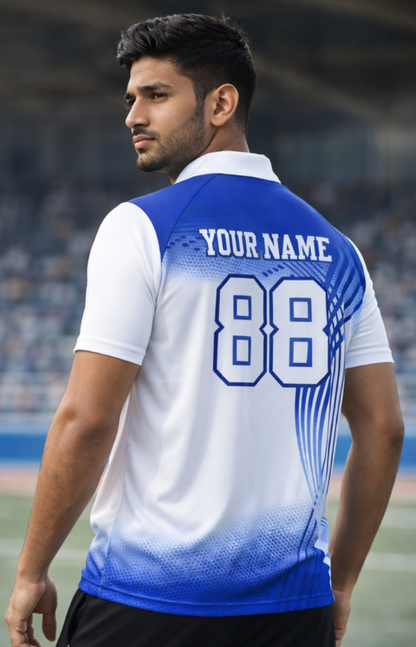 Blue - White Sports Jersey | Customizable Cricket Jersey