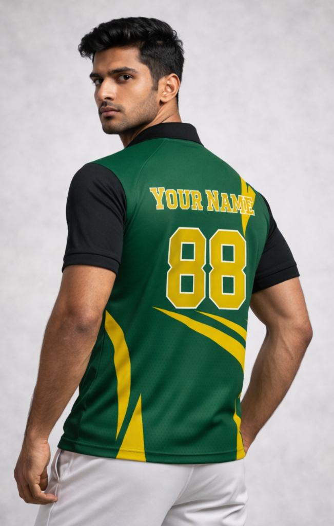 Green - Yellow Sports Jersey | Customizable Cricket Jersey