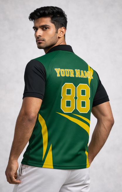 Green - Yellow Sports Jersey | Customizable Cricket Jersey