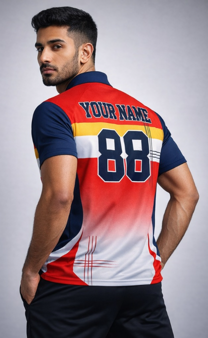 Red - White Sports Jersey | Customizable Cricket Jersey