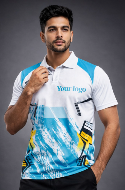 Blue - White Sports Jersey | Customizable Cricket Jersey