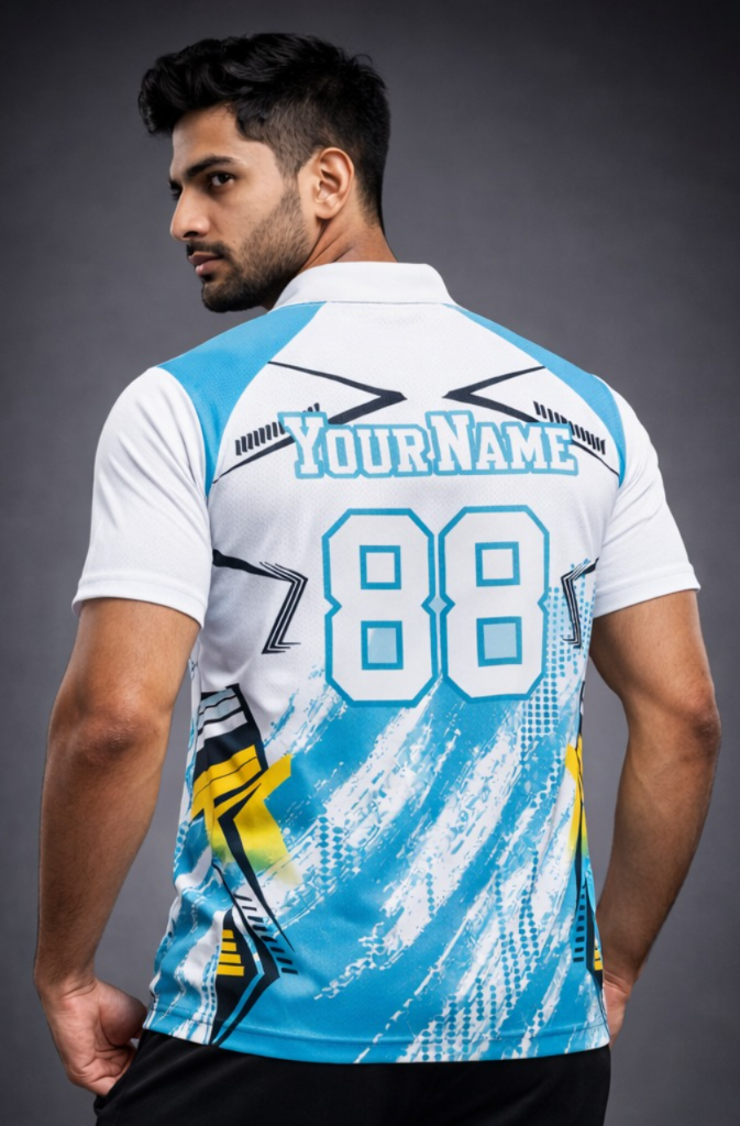 Blue - White Sports Jersey | Customizable Cricket Jersey