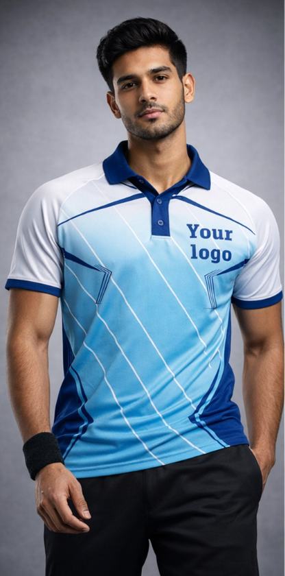 Blue - White Sports Jersey | Customizable Cricket Jersey