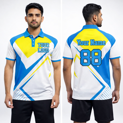 Blue - White Sports Jersey | Customizable Cricket Jersey