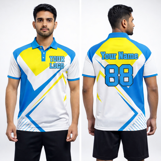 Blue - White Sports Jersey | Customizable Cricket Jersey
