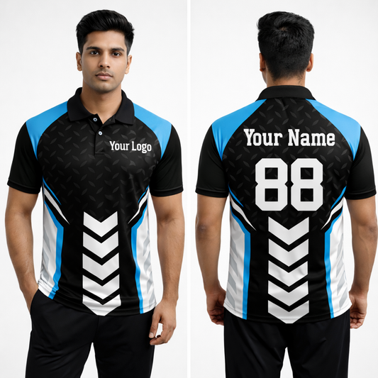 Blue - Black  Sports Jersey | Customizable Cricket Jersey