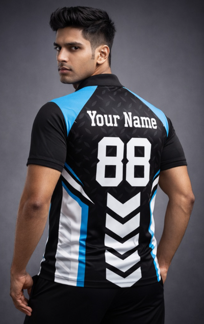 Blue - Black  Sports Jersey | Customizable Cricket Jersey