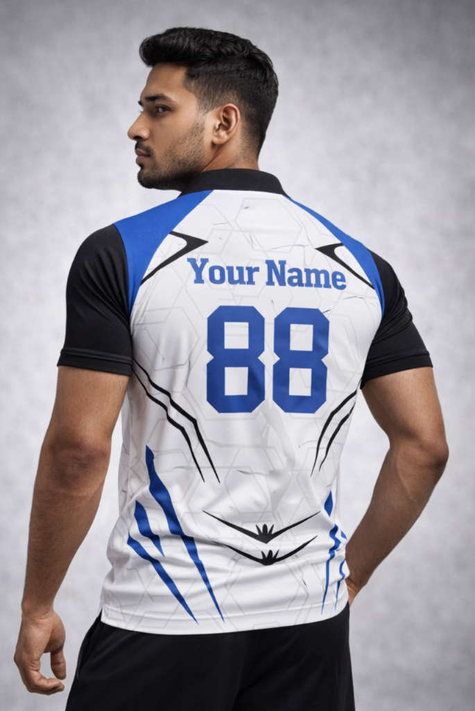Blue - White  Sports Jersey | Customizable Cricket Jersey