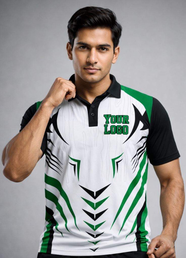 Green - White  Sports Jersey | Customizable Cricket Jersey
