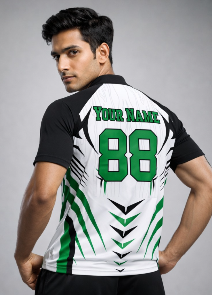Green - White  Sports Jersey | Customizable Cricket Jersey