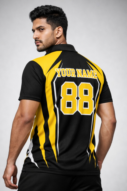 Yellow - Black  Sports Jersey | Customizable Cricket Jersey