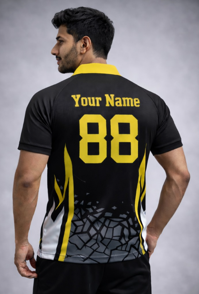 Yellow - Black  Sports Jersey | Customizable Cricket Jersey