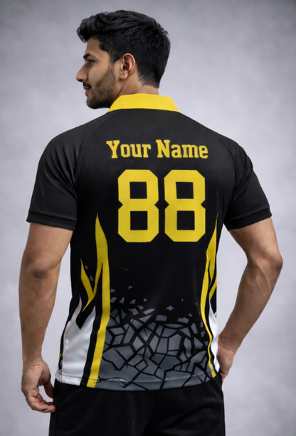 Yellow - Black  Sports Jersey | Customizable Cricket Jersey