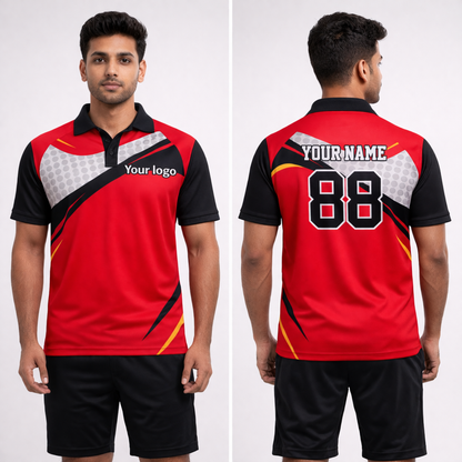 Red Sports Jersey | Customizable Cricket Jersey