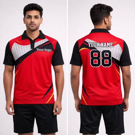 Red Sports Jersey | Customizable Cricket Jersey