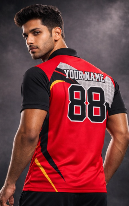 Red Sports Jersey | Customizable Cricket Jersey