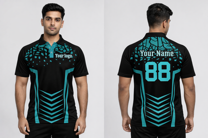 Black - Blue Sports Jersey | Customizable Cricket Jersey