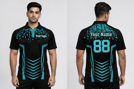 Black - Blue Sports Jersey | Customizable Cricket Jersey