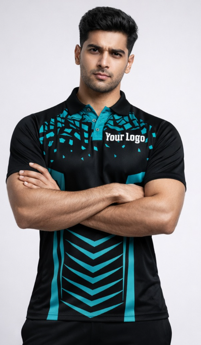 Black - Blue Sports Jersey | Customizable Cricket Jersey